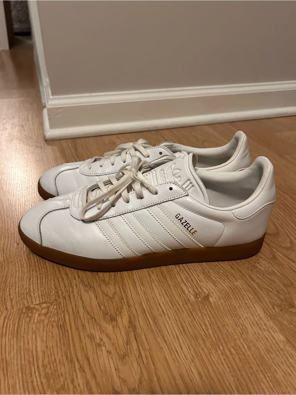 adidas White Gazelle Sneakers with Gum Outsole